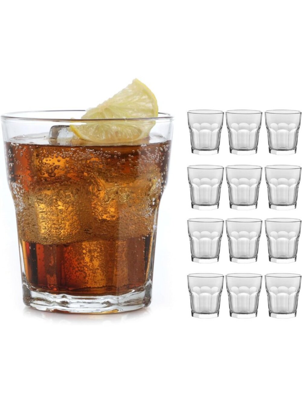 Set of 12 Heavy Base Thick Drinking Glasses - 12oz Double Old Fashioned Barware